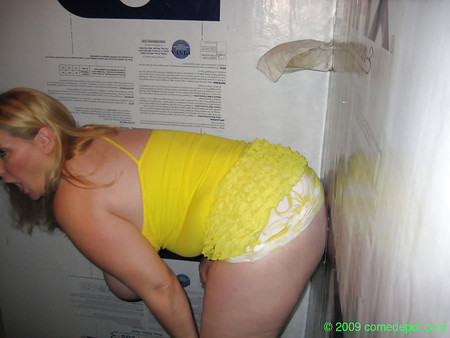 Wife sucks and fucks at the Glory Hole