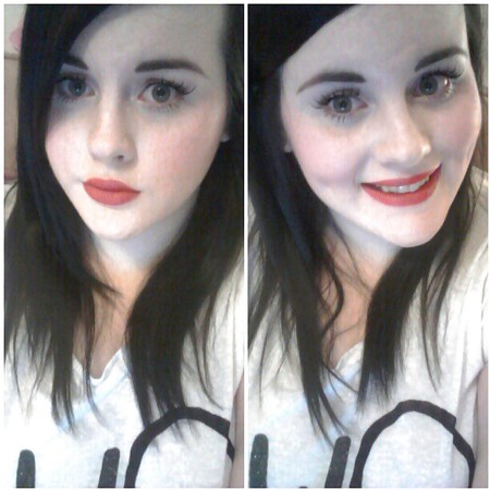 Big-eyed chubby beauty shows off her amazing tits