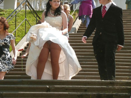 BRIDES wedding voyeur upskirt white panties and bra