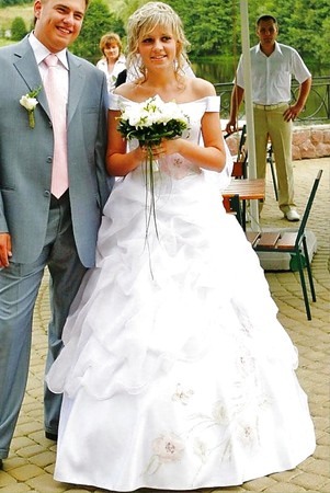 Sexy horny blond Bride on Wedding Day and Night