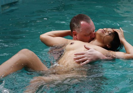 Young asian girl with older men.