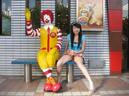 Chinese girl flashing pussy in public